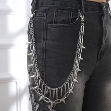 欧美跨境饰品 复古朋克金属铆钉多层腰链 潮流装扮牛仔裤配饰裤链