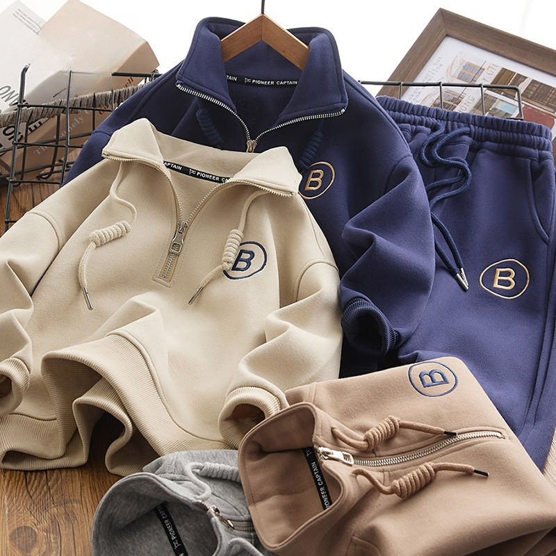 Nuova collezione autunno inverno per ragazzi di eleganti felpe con cappuccio, set da due pezzi, top, pantaloni, tuta sportiva per ragazzi di taglia media e grande 2024_voghion.com