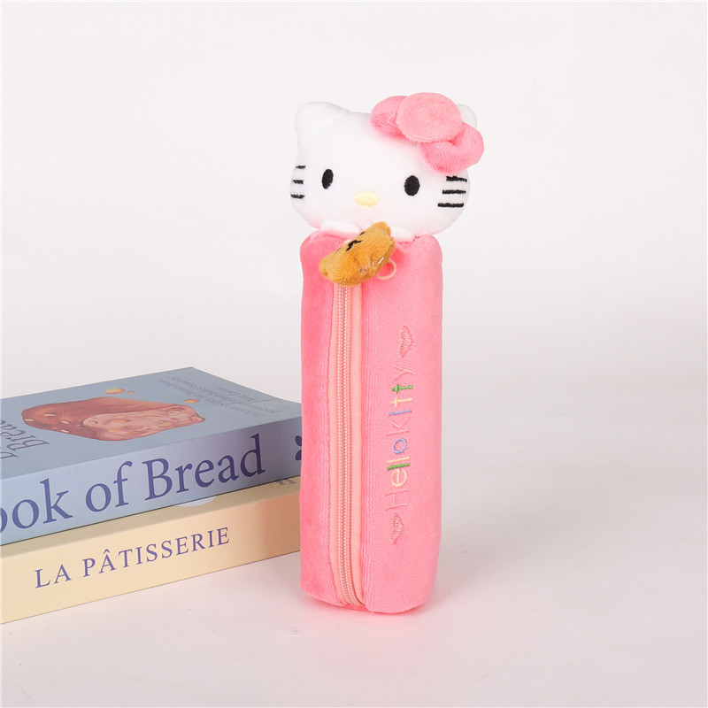 新しい高価値ハローキティ鉛筆バッグ女の子のためのかわいい KT 猫ぬいぐるみ学生大容量文具箱収納袋|undefined