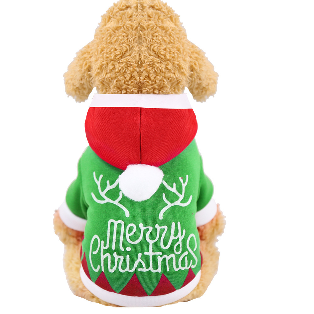 Navidad ropa perro gato mascotas suministros otoño e invierno nuevo número verde ropa de vacaciones medio perro ropa de dos patas