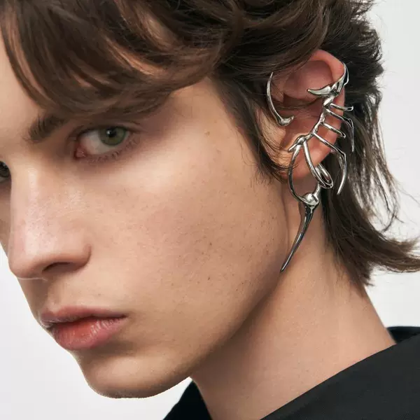 Cross-Border Thorn Spine Skeleton Mechanical Style Ear Hooks Niche Design Special-Shaped Metal Non-Pierced Ear Clips Men's and Women's Earrings