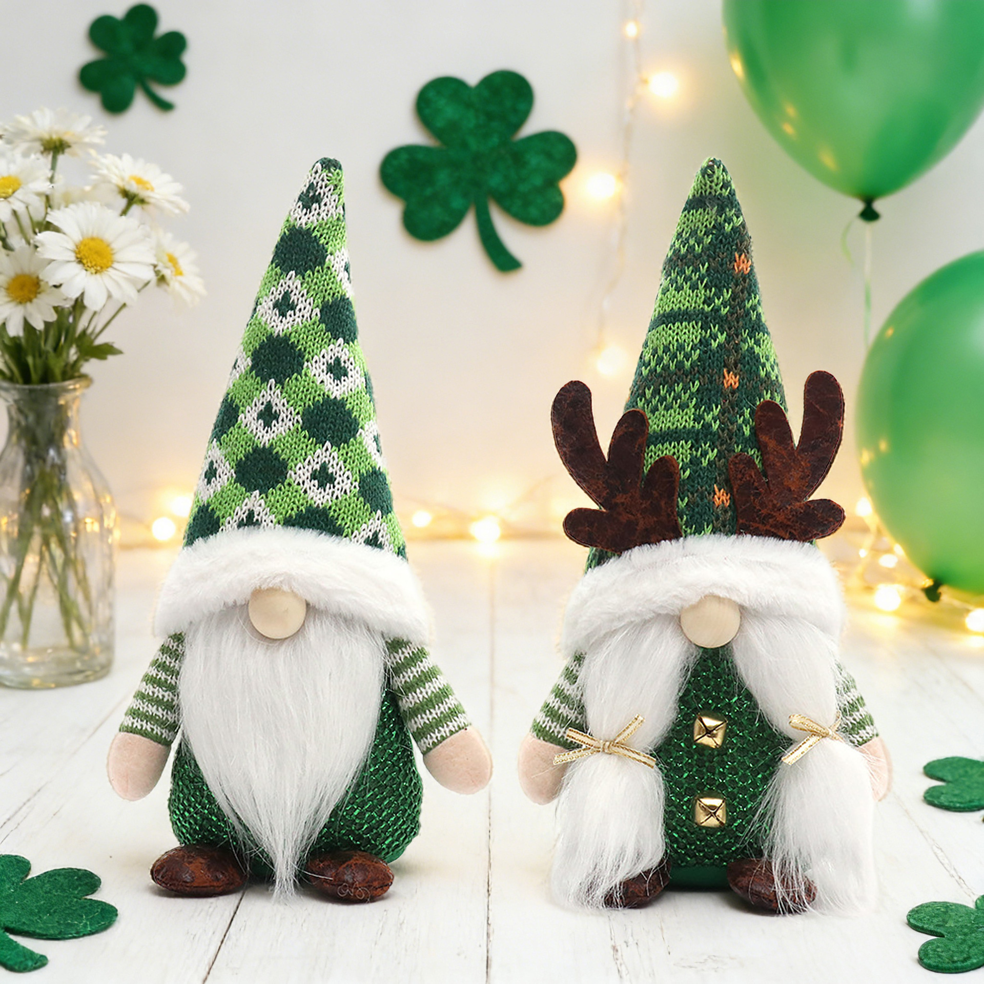Irish Festival Decorations, Knitted Gnome Figurines, Party Scene Decorations, Tabletop Ornaments, Holiday Gifts