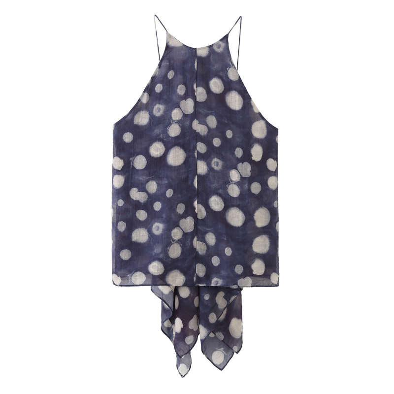 Cross-Border Aliexpress European and American Hot Girl Style Trendy Polka Dot Top + Mid-Waist Semi-Transparent Polka Dot Pants Set