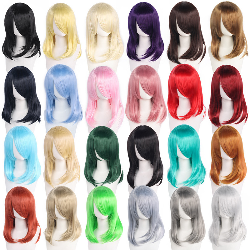 Universal Cosplay Wig, Multiple Colors Available, 40cm Medium-Length Wig with Bangs, Cross-Border Amazon Universal Cosplay Wig, Multiple Colors Available, 40cm Medium-Length Wig with Bangs, Cross-Border Amazon