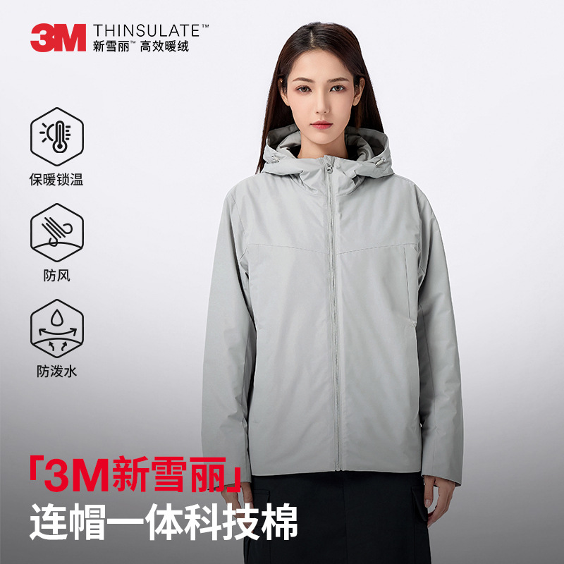 3m Thinsulate Technology Cotton Jacket for Men and Women, Mid-To-High-End Outdoor Windproof and Waterproof Cotton Coat, Workwear with Printed Text