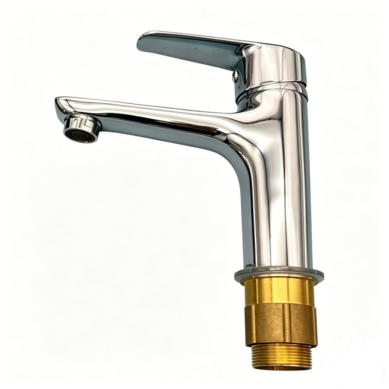 Amazon cross-border all-copper hot and cold water faucet mixed water plating single hole household bathroom sink basin faucet