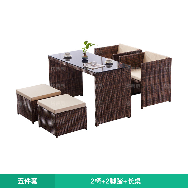 Al Aire Libre balcón mesa y silla patio jardín al aire libre simple moderno almacenamiento ocio al aire libre impermeable sol-prueba ratán silla muebles image 6