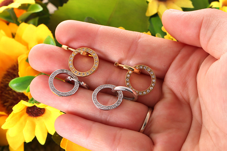 Earrings Classification Daily Occasion Copper Material Simple Style Circle Copper Earrings Plating Inlay Zircon Copper Earrings
