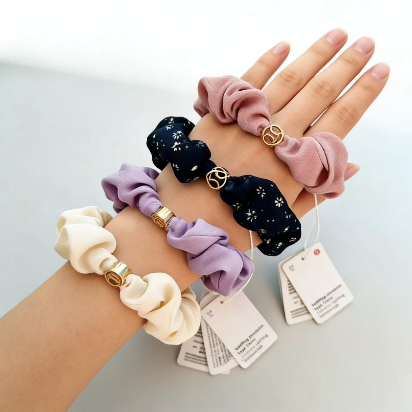 Lu's Ponytail Hair Tie Elastic Scrunchie Metal Logo Hair Accessory Lulu Hair Tie Wholesale Dropshipping