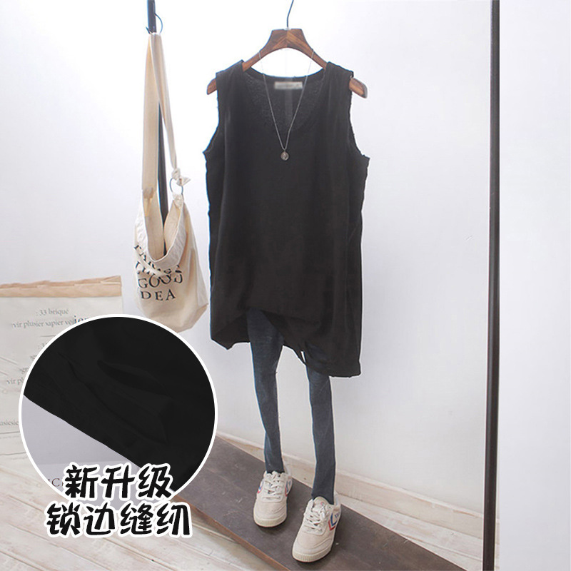 Suéter interior apilados bottoming chaleco de longitud media camiseta sin mangas bottoming artefacto blanco rasgado camisola para las mujeres