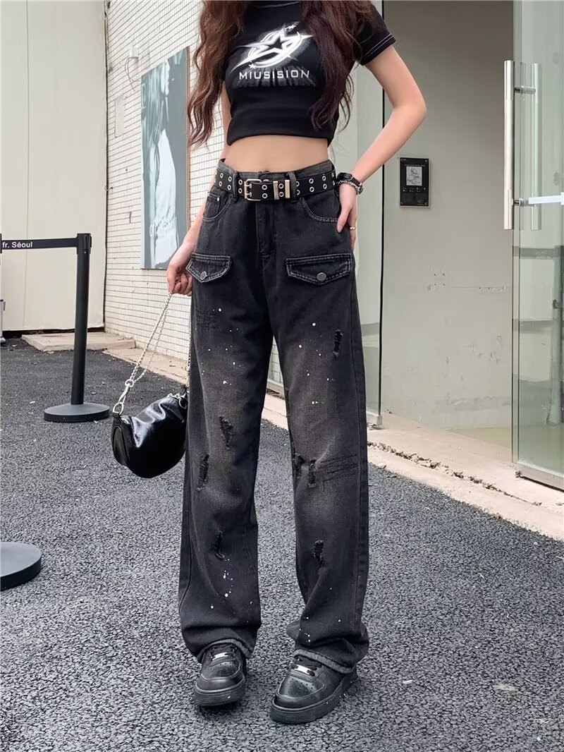 "Women's Denim Overalls - Classic Black Lumberjack Style, Relaxed Fit, Straight Leg, Comfortable & Stylish For Spring And Autumn_mkmklike.com