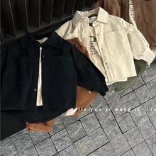 韩版2023新款男童衬衣宝宝帅气长袖衬衫棉梭织面料衬衫柔软透气