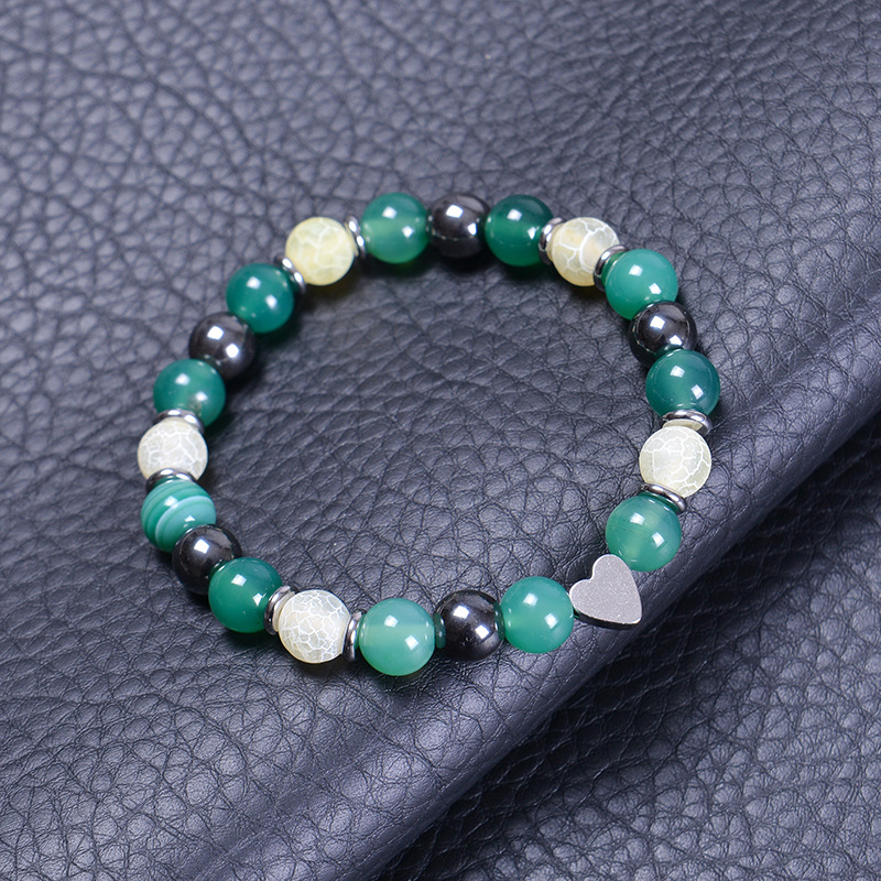 Retro Heart Shape natural stone Agate Beaded Bracelets 1 Piece