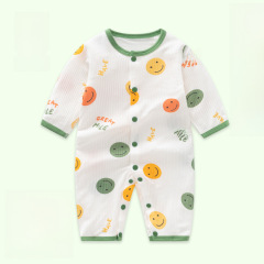 Direct Manufacturer Sales Baby Modal Bodysuit Spring and Summer Thin Long-Sleeve Open-Front Blouse Breathable Patterned Baby Crawling Suit