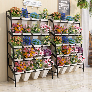 Light Luxury Iron Multi-layer Flower Shop Flower Rack Movable Stepped Flower Barrel Storage Rack Display Rack Flower Storage Rack