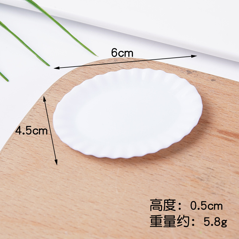 Plato pequeño de plástico blanco simulado para comida, mini plato de comida rápida, plato para bricolaje, juguete de comida, contenedor para pegamento en crema, accesorios.