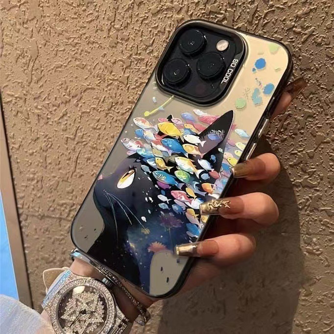El nuevo gato quiere pescado para iPhone 16 funda para teléfono móvil 11 Apple 15promax/14 anti-caída 13pro personalidad 12