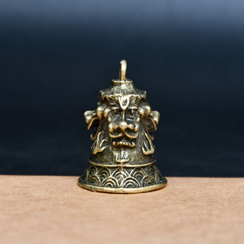 仿黄铜合金六字真言 心经铃铛 复古做旧龙纹吊钟铃铛配件批发默认