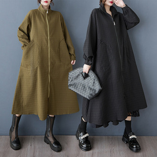 Real shot artistic leisure trench coat long spring and autumn and winter Korean new loose temperament popular coat