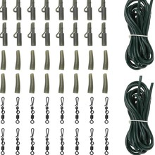 40/58pcs 欧式鲤鱼钓组配件  亚光黑加长Q型转换 硅胶枪套 软管