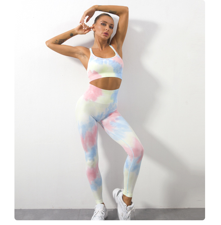 high stretch high waist seamless tie-dye yoga set NSZJZ125340