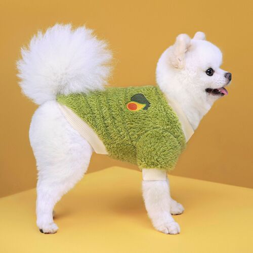 Amazon Autumn/Winter Pet Dog Thick Warm Two-Foot Fruit Coral Fleece Hoodie for Small and Medium Dogs