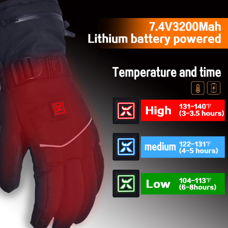 X1英語リチウム電池7.4v充電加熱手袋電気バイク発熱冬にスキーに乗る手袋|undefined