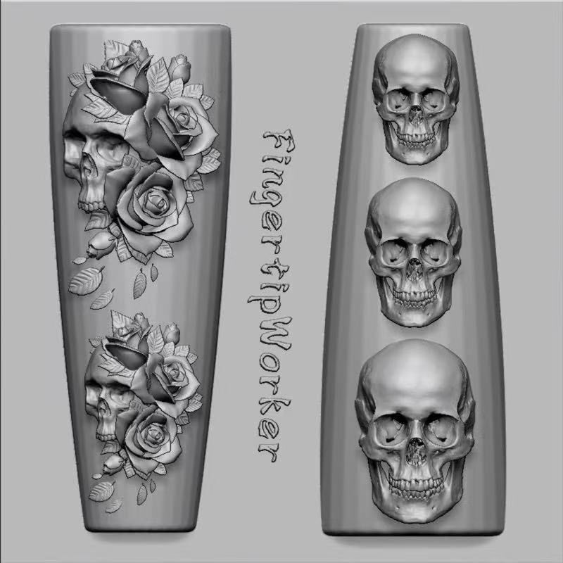 Bean Soup Style Skull Rose Nail Art Silicone Mold Creative DIY Nail Decoration Silicone Mold