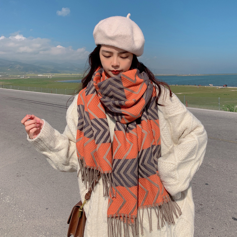 Women's Elegant Vintage Style Color Block Imitation Cashmere Scarf display picture 2