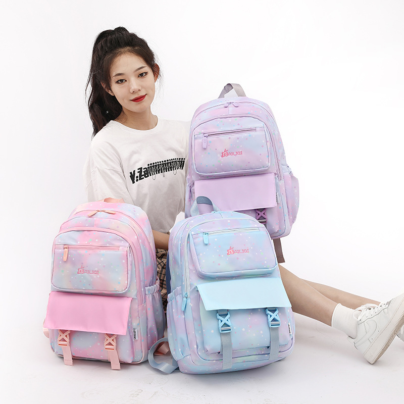 Natural Fish nuevo estudiante de la escuela primaria mochila Niñas Grado 2-5 de gran capacidad de reducción de carga de moda mochila de una sola pieza de entrega