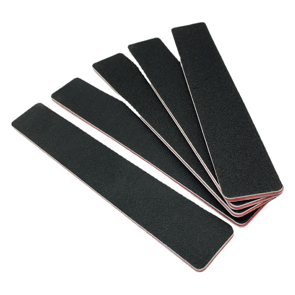 Negro archivo rectangular lima de uñas corazón rojo placa de goma tira de pulido de doble cara de uñas de pulido resistente al desgaste de papel de lija Rub