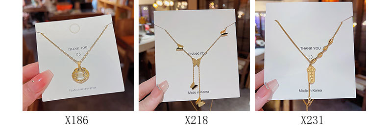 Fashion Heart Shape Butterfly Titanium Steel Plating Pendant Necklace 1 Piece