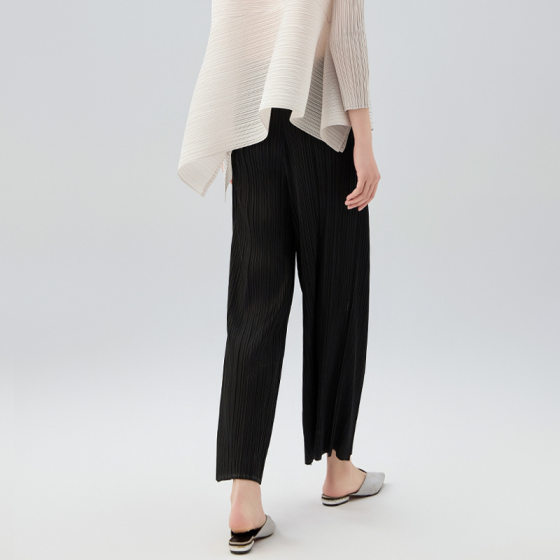 Pleated clothing factory 24 summer new casual pants high-grade stitching button design versatile slimming straight trousers