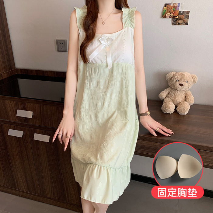 2025 nubes de verano falda de algodón arco en relieve vestido de dormir para mujeres estudiantes frescos armband ropa casera comercio exterior