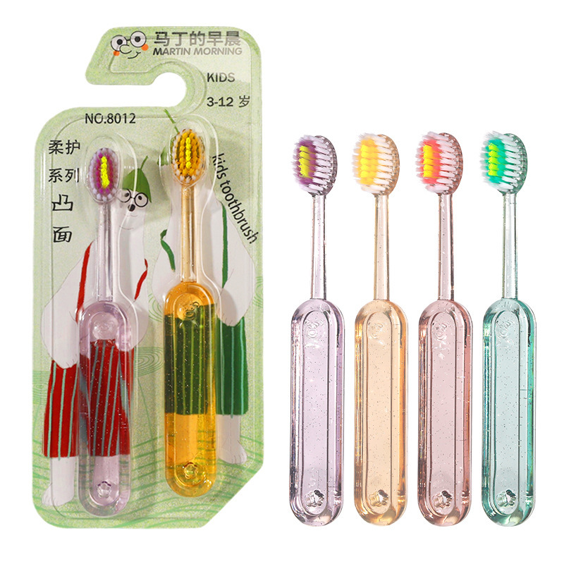 高档儿童凸面牙刷软毛3-12岁宝宝换牙期护龈水晶宽头牙刷家用批发|undefined