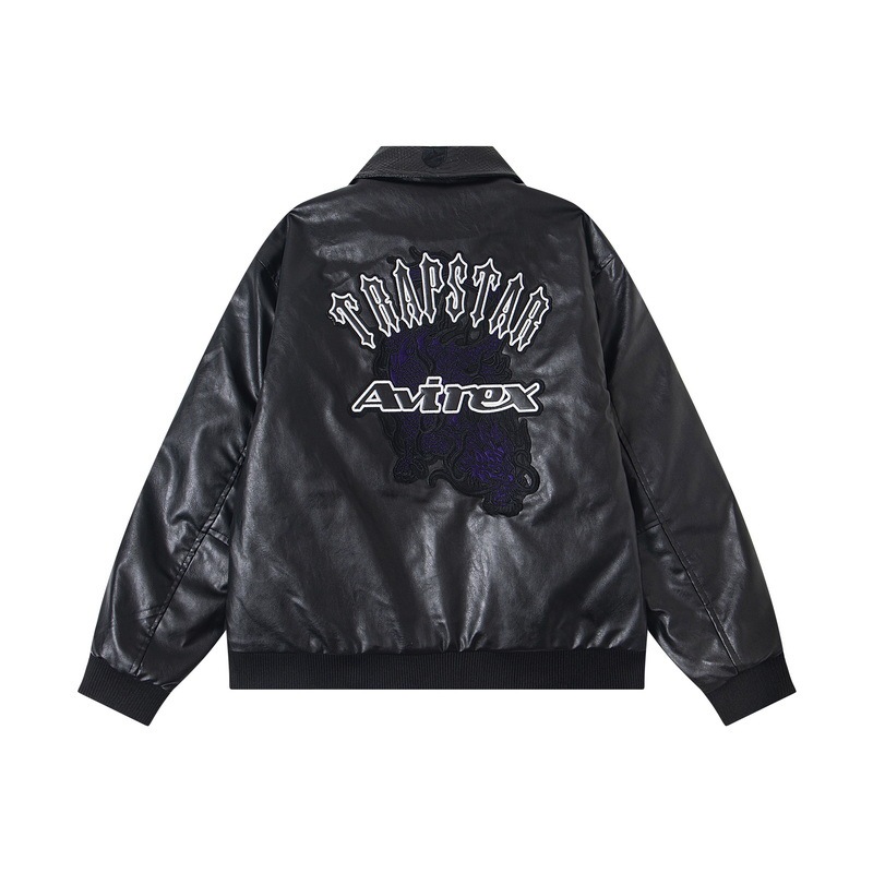 アメリカンクロスボーダー Avirex X TRAPSTAR レザージャケット キルティングジャケット ルーズ ヒップホップ ハイストリート 男女兼用|undefined