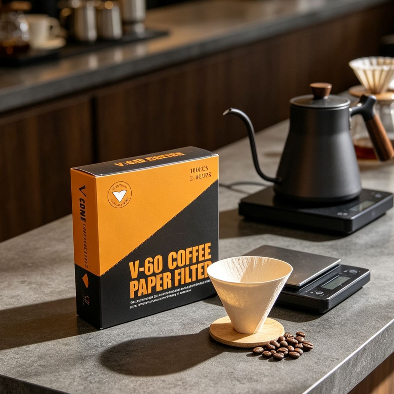 V60咖啡滤纸锥形过滤纸滴漏式咖啡壶滤纸原色亚马逊盒装滤杯手冲