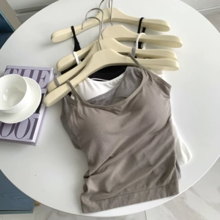桑蚕丝养护一体杯背心吊带女25夏秋有胸垫运动背心上衣可调节修身