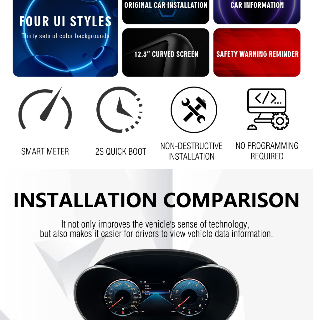 Suitable for 15-17 mercedes benz c-class/GLC with screen Carplay mobile phone interconnection old to new full LCD instrument