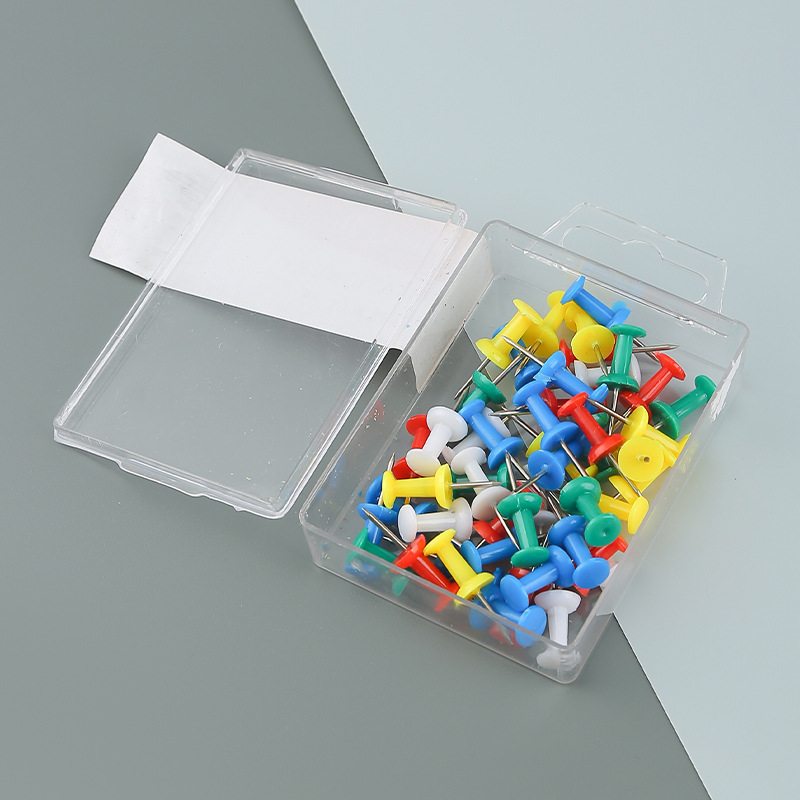 Fábrica al por mayor caja de plástico en forma de I pintura de uñas de corcho tablero de dibujo pin marca fija de color americano Big Head