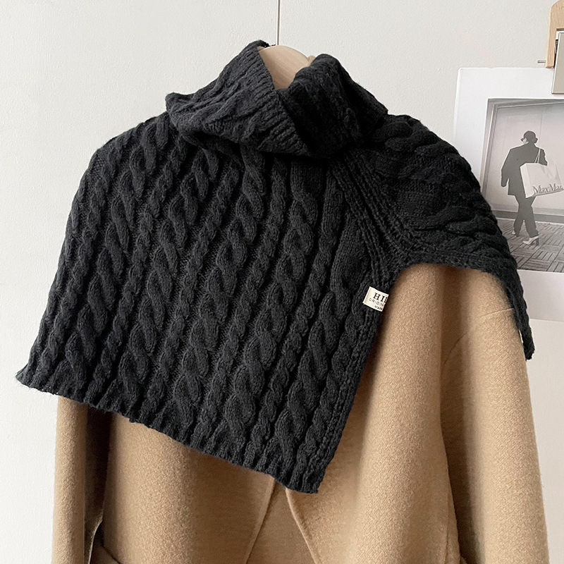 Otoño e Invierno estilo coreano color sólido giro caliente suéter bufanda de cuello alto split bufanda de punto exterior cabo chal bufanda
