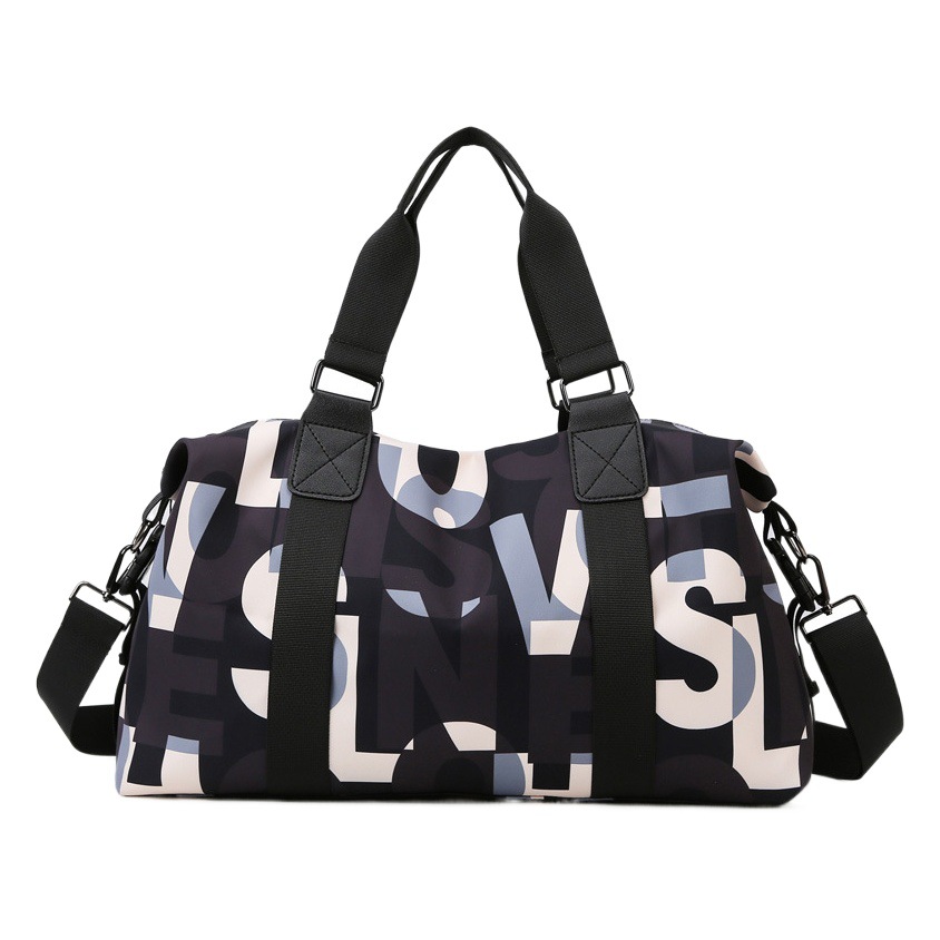 Bolsa de viaje portátil ligero de gran capacidad para mujer bolsa de fitness deportiva coreana carta simple bolsa de tela Oxford bolsa de equipaje pequeña