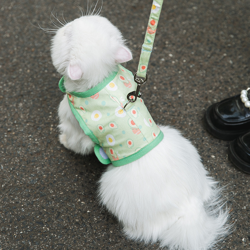 Cable de tracción para gatos tipo chaleco anti-desprendimiento para salir correa de tracción para perros pequeños para gatos caminando en verano para salir cuerda de mascota