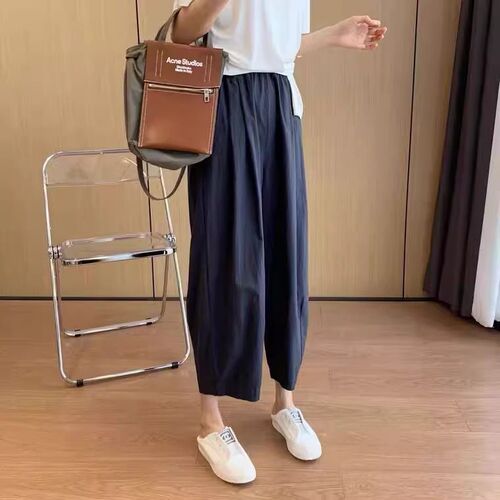 Art Deco Retro Petite Turnip Leggings for Women 2025 Summer Stretch Waist Slip-On Pants Loose Nine-Tenths Father Pants