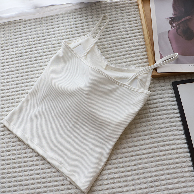 98g Weight Cotton, Spandex Fabric Type Short Top Length Camisole Tops Type Holiday, Daily Occasion Strap Neckline Slim Fit Type Solid Color Pattern Summer, Spring Season Women's Gender Lace Design Casual, Elegant Style Wholesale Women's Casual Elegant Solid Color Lace Tank Tops 3