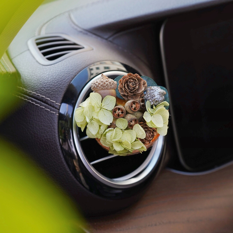 車のアロマセラピークリエイティブ手作り植物ドライフラワー車のインテリアアクセサリー装飾空気出口装飾ハイエンドギフト|undefined
