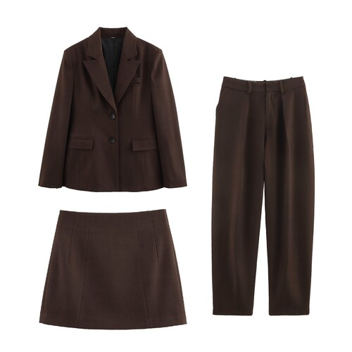 European and American 2025 Spring Suit Jacket and Skirt Set, Atmospheric Commute V-Neck Single-Breasted Jacket
