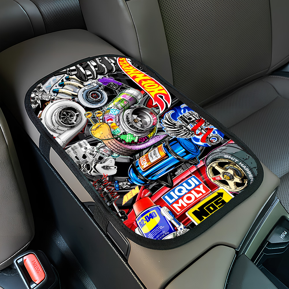 Factory direct sales, cross-border best-selling car armrest cushion with fun patterns, sponge car interior accessories, car center console