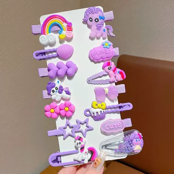 0715-1#Soft rubber purple horse 14 pieces