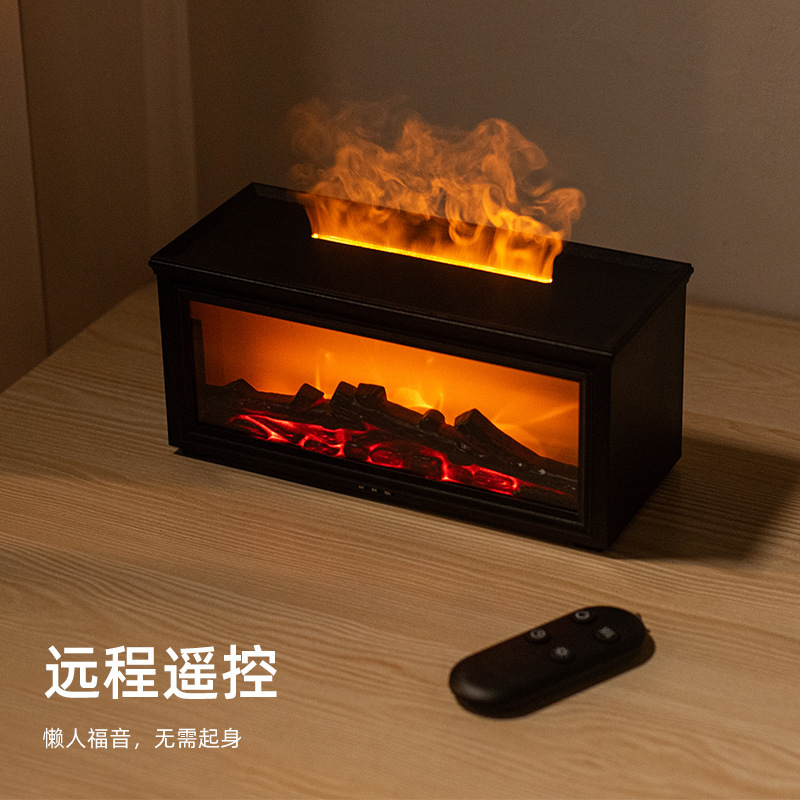 跨境新款复古壁炉火焰加湿器3D仿真壁炉火焰香薰机家用桌面香薰机|undefined